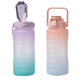 2L Large Capacity Water Bottle With Bounce Cover Time Scale Reminder Frosted Leakproof Cup For Outdoor Sports Fitness