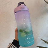 2L Large Capacity Water Bottle With Bounce Cover Time Scale Reminder Frosted Leakproof Cup For Outdoor Sports Fitness