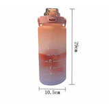 2L Large Capacity Water Bottle With Bounce Cover Time Scale Reminder Frosted Leakproof Cup For Outdoor Sports Fitness