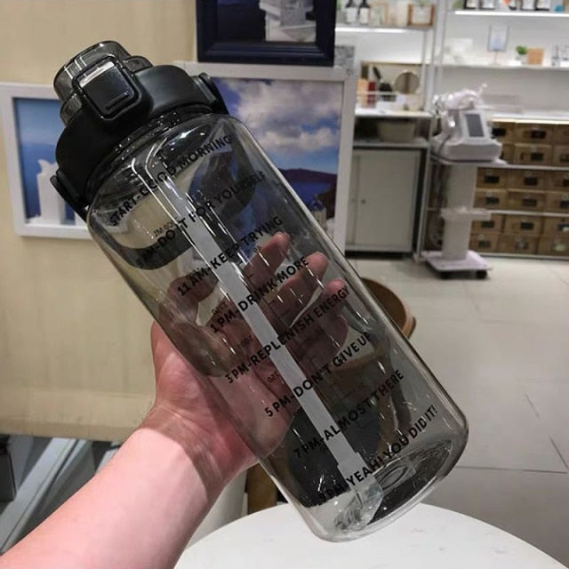 2L Large Capacity Water Bottle With Bounce Cover Time Scale