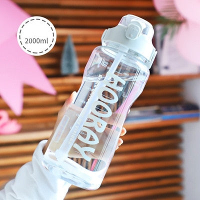 2L Large Capacity Water Bottle With Bounce Cover Time Scale