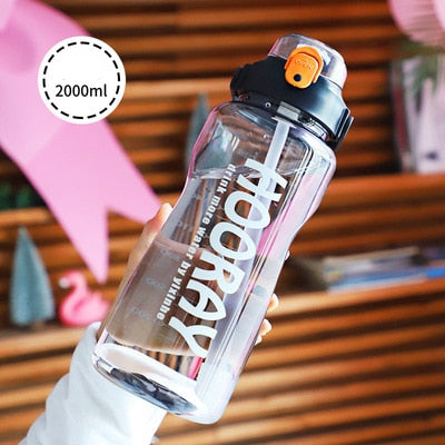 Dropship 2L Large Capacity Water Bottle With Bounce Cover Time Scale  Reminder Frosted Cup With Cute Stickers For Outdoor Sports Fitness to Sell  Online at a Lower Price